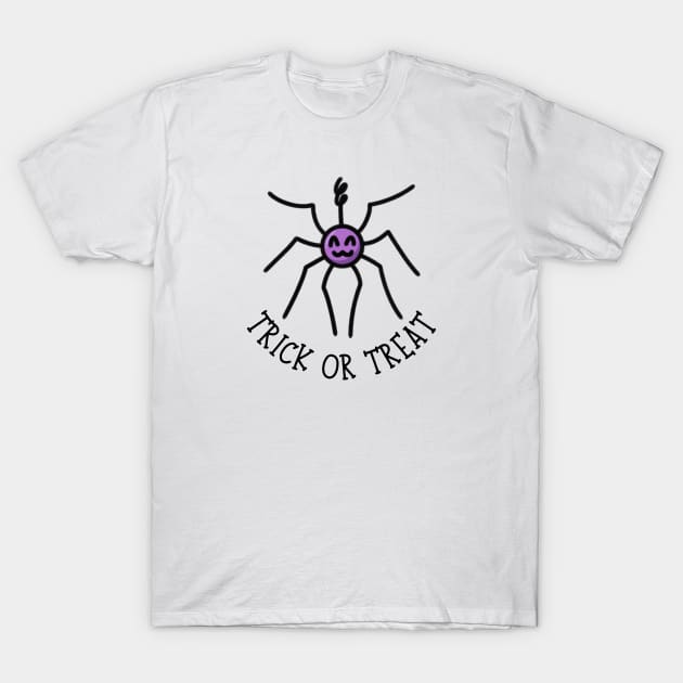 Trick or Treat Spider Halloween T-Shirt by Art by Biyan